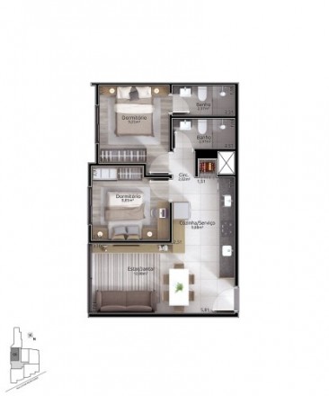 Apartamento 1 dormitório c/ suíte e lavabo - AUGE RESIDENCE Bairro Hidraulica - Lajeado - RS