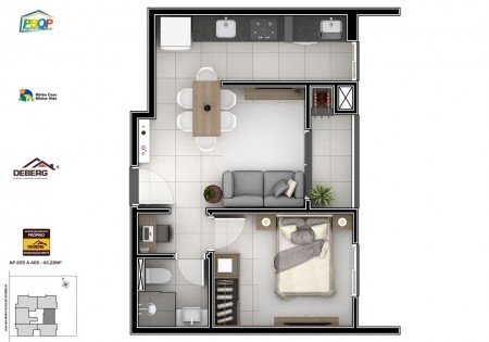 Apartamento 1 dormitório c/ Vaga de garagem - Ed Shammah Bairro Montanha - Lajeado RS