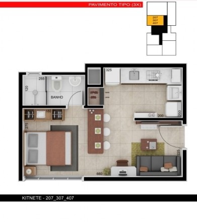 Apartamento 1 dormitório - Centro - Lajeado - RS