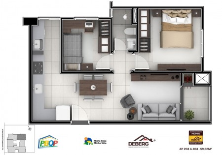 Apartamento 2 dormitórios c/ Vaga de garagem Bairro Montanha - Lajeado RS
