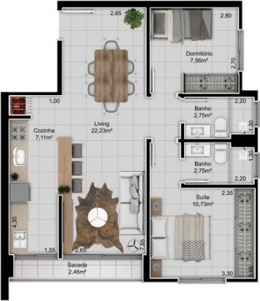Apartamento 2 dormitórios - RESIDENCIAL ETERNITTY Bairro Universitario - Lajeado RS