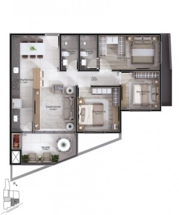 Apartamento 3 dormitórios c/ suíte - AUGE RESIDENCE Bairro Hidraulica - Lajeado - RS